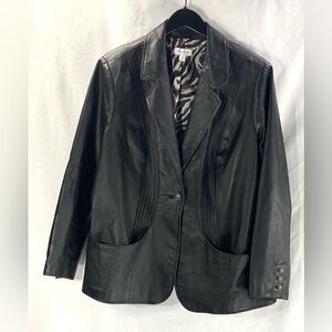 Denim&Co Black Leather Blazer
